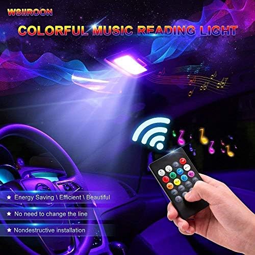 Wsiiroon Car Led Dome Lights - 5050 24SMD Multicolored Car Interior Reading Lights with Sound Active Function and Universal T10 / BA9S Adapters（2Pack, DC 12V）