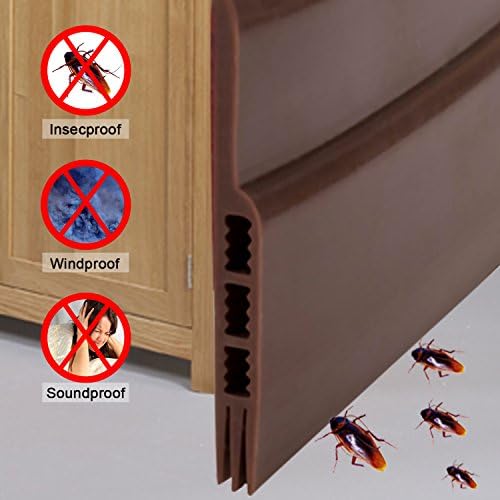 Door Seal, Stop Now Under Door Sweep Weather Stripping Door Bottom Seal Door Draft Stopper for Noise Insulation 2" Width x 40" Length Brown