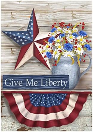 Celebration|Independence Day Garden Flag Give Me Liberty Outdoors Flags Of Double Sided Waterproof And Fade Resistant Printed banners 12.5 X 18 Inch 100% PolyesterBanners May 31th