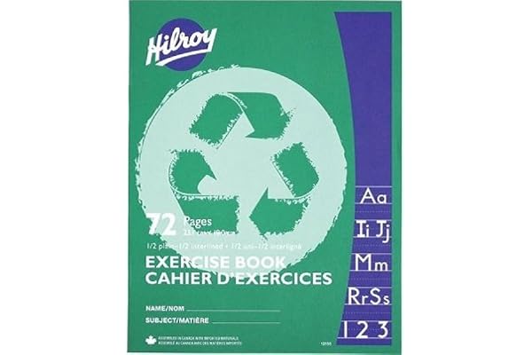 Exercise Book Stitched 9 1/8X7 1/8 1/2 PLAIN/1/2 INTERLINED