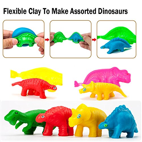 Dear Deer Dinosaur World Super Light Air Dry Clay Set DIY Craft Kit with 24 Cans Modeling Clay and 4 PCS 3D Dinosaur Molds in a Jumbo Egg For Kids - Thumbnail 2