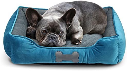 Fluffy Paws Pet Lounger Pet Bed Premium Bedding with Super Soft Padding and Anti-Skid Bottom for Dogs & Cats [Lightweight, Self-Warming], Blue - Large 31" x 25" x 8