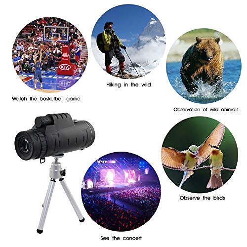 Kepeak High Power Prism Monocular Telescope, Phone Zoom Lens Dual Focus Adjustment, with Phone Holder and Tripod - Camping, Hiking, Bird Watching and Hunting Gifts for Men - Thumbnail 5