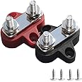 Heart Horse Bus Bar Terminal Block, Power Stud Battery Junction Post 1/4" Power Distribution Block Positive Negative for Truck RV Boat, Dual Power Stud DC 48V 300A (Red & Black Set)