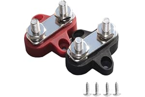Heart Horse Bus Bar Terminal Block - 1/4" Battery Power Stud Junction, M6 Power Distribution for Truck RV Boat, Heavy Duty St