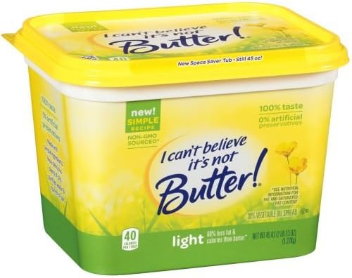 I Cant Believe Its Not Butter Light Yellow Spread, 45 Ounce -- 6 per case.
