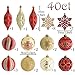 Valery Madelyn Christmas Tree Decorations Set, 40ct Red and Gold Shatterproof Christmas Ball Ornaments Bulk, Luxury Hanging Ornaments for Xmas Trees Holiday Decor