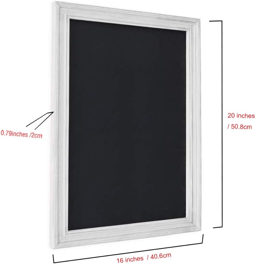 Emaison Rustic Magnetic Chalkboard Signs 16 x 20 inch Wood Framed Wall Hanging Display Board for Wedding, Bar, Kitchen, White: Office Products