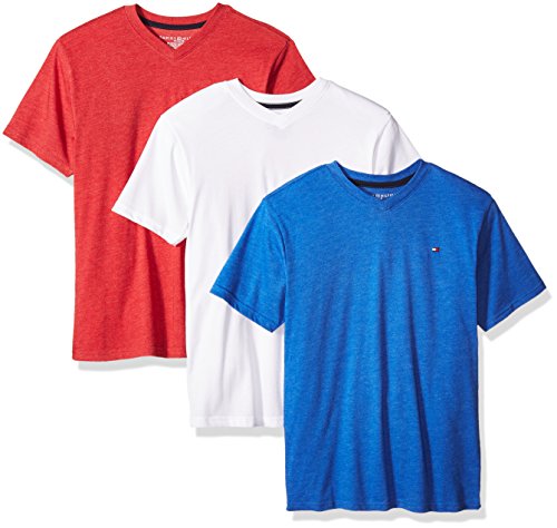Tommy hilfiger big boys  core v-neck tee 3 piece bundle, blue jea…