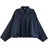 Csvinkiko Women's Faux Suede Bomber Jacket Oversized Pilot Coats Fall Lapel Zip Up Motorcycle Streetwear Outerwear