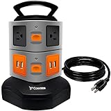 Power Strip Smart 6 Outlet 4 USB Output 6 Feet Cable Socket,Costech Handle Vertical Multiple Surge Overload Protection for Iphone,Samsung, More Electronic Devices
