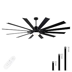 84 Inch Large Ceiling Fan with Light,12 Blades