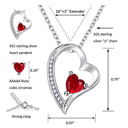 Happy Camp Forever Love Heart Women Necklace 925 Sterling Silver Birthstone Pendant Necklaces for Women with 925 Sterling Silver Chain and 5A Cubic Zirconia Jewelry for Women 18\'\' (Sliver-01-Jan)