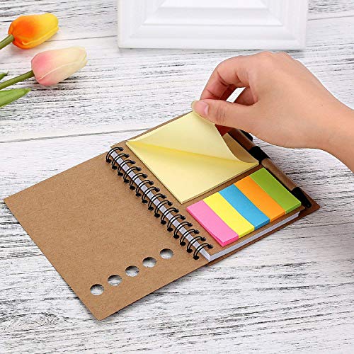 Blulu 4 Pieces Spiral Notebook 280 Sheets Lined Notepad with Sticky Notepads, Page Marker Colored Index Tabs Flags and Pen in Holder (Set 3) - Thumbnail 5