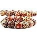 JPSOR 100pcs 17mm Painted Pattern Barrel Wooden Beads with 30 Meters Jute Twine