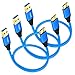 Besgoods USB 3.0 Micro Cable, 3-Pack 1.5ft Short Braided USB 3.0 A Male to Micro B Charger Cable Compatible for Samsung Galaxy S5, Note 3, Tab Pro 12.2, Hard Drive and More - Blue
