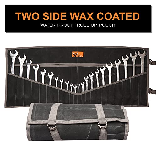 Metric Standard Wrench Set Organizer Roll Up Pouch Tool Bag