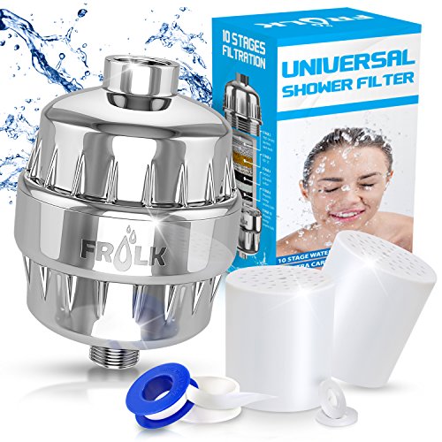 Shower Water Filter Kit- Multi-Stage Water Filter + 2 Cartridges + Teflon Tape to Remove Chlorine Fluoride Impurities - Universal Handheld Replaceable Water Softener for Healthy Skin & Baby Bath