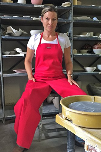 CLAYPRON Artist Kitchen Split overlapped Apron (Red)