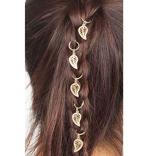 Starcy 5PC Women Hip-Hop Braid Hand Cross Shell Star Ring Hair Clips Accessory (E)