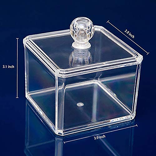 CONHENCI Square Acrylic Cotton Ball Holder Qtip Holder Bathroom Swab