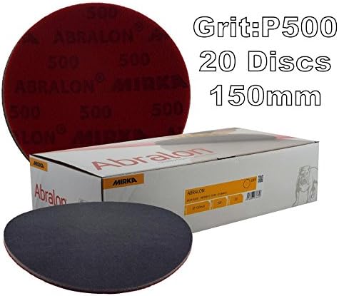 Abralon Mirka 150mm 6" 20x 500 Grit Hook'N'Loop HookIt Sanding Disc Sand Foam Machine Pads Perfect tackling both Painted smooth and profiled surfaces