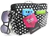 Periea Handbag Organiser 13 Compartments Black With White Polka Dots- Lexy