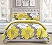 Chic Home QS1758-AN 3 Piece Quilt Set Abstract Large Scale Printed Floral - Decorative Pillow Sham Included, Yellow, King