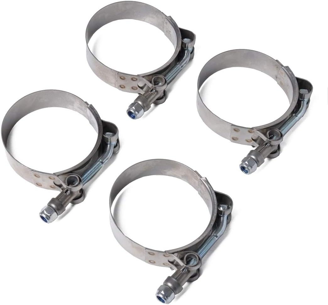Hose Clips， 4 PCS Stainless Steel T-Bolt Hose Clamps Pipe Clip Fuel Line Clip, Size: 95-103mm, Clamp Assortment Kit