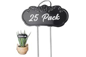 TCYPUHL Metal Plant Labels, Plant Labels, Garden Labels Outdoors for Flower, Fruit and Vegetable, Stainless Steel, Weatherproof (25 Pack, 4'' x 1.9'', Black)