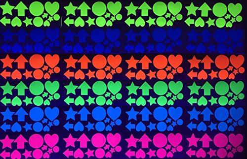 GreyParrot Tape UV Blacklight Reactive, (144 Pre Cuttings / Pack), 6 Colors, (Blue / Green / Yellow / Pink / Orange / White), Same material as UV Blacklight Tape (144 Pre Cuttings)