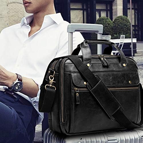 Leather Briefcase for Men Laptop Bag 15.6 Inch Large Waterproof Retro Business Travel Messenger Bag,Perfect Gifts For Husband/Christmas Gifts for Men (Black) 7 Leather Briefcase for Men Laptop Bag 15.6 Inch Large Waterproof Retro Business Travel Messenger Bag,Perfect Gifts For Husband/Christmas Gifts for Men (Black)