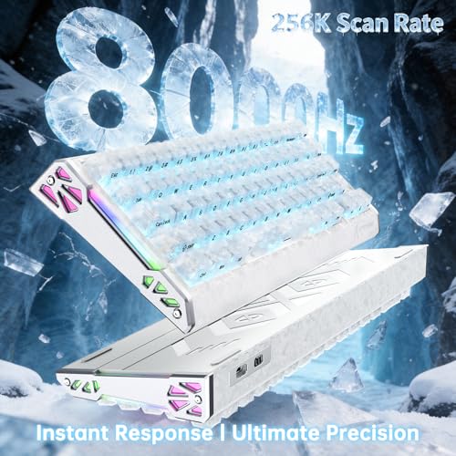 ATTACK SHARK R68 HE 8000Hz Rapid Trigger Keyboard, 0.005mm RT Accuracy Wired Gaming Keyboard, Carbon Fiber Top & Keycaps, CNC Aluminum Sides, Magnetic Switch, RGB Backlit, C01 Coiled Cable, Ice Ninja