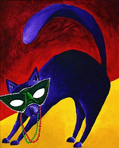 Mardi Gras Cat Signed Animal Art Print of Original Oil Painting Artwork