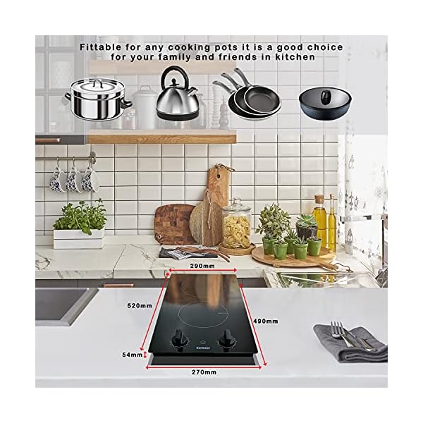 Induction-Hob-30CM-2-Zones-Electric-Cooktop-with-BS-Plug-Auto-Shut-off-Residual-Heat-Indicator-Karinear Karinear Induction Hob, 30CM 2 Zones Electric Hob with Plug, Auto Shut off, Residual Heat Indicator