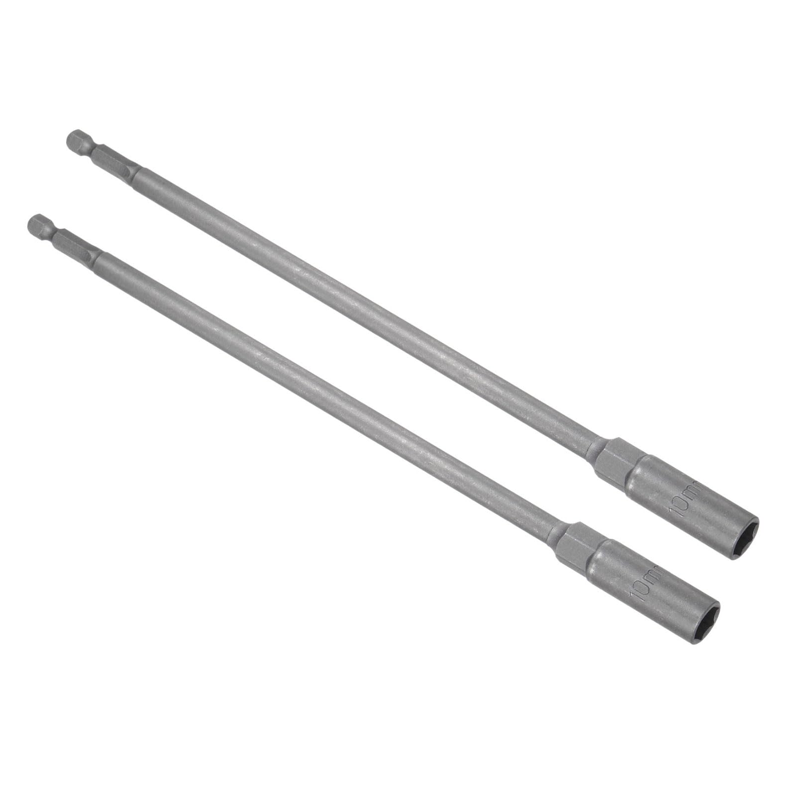 CoCud Quick-Change Nut Setter Driver Bit, 10mm Metric 250mm Length 1/4" Shank, CR-V No-Magnetic Straight Shank Setter Drill Bits - (Applications: for Auto Repair) - 2pieces
