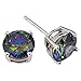 Round Mystic Fire Color Cz Stud Earrings on 925 Sterling Silver Rhodium Plated (5mm)