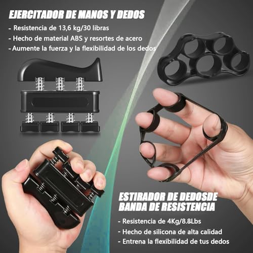 Rantuia Ejercitador de Mano, 5-100 kg Ajustable Fortalecedor de Fortalecedor de Agarre de Mano, Entrenamiento de Antebrazo Hand Grip para Deportes de Palma y Antebrazos y Dedos.