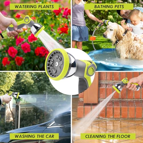 Bietor Heavy-Duty Hose Pipe Spray Gun, Leak-Proof Hose Spray Gun with 10 Patterns and Water Flow Control, High Pressure Garden Hose Nozzle for Watering, Washing Car, Cleaning