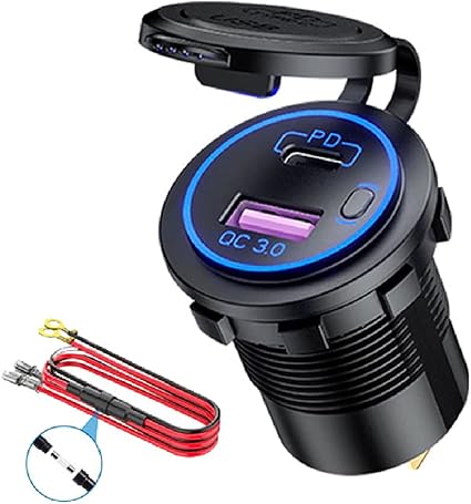 Amazon Co Jp Seametal 車載充電器 電源ソケット 45w Pd Qc3 0 埋め込み Usb充電器ソケット Usb Type C口 急速充電 Ledインジケータ付き Iphone Android対応 防水 12v 24v バイク Suv Atv Rvにも使用可能 家電 カメラ