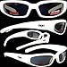 Chicago Foam Padded Sunglasses - Motorcycle/ATV/Sports Eyewear White Frame Smoked Lenses With Vented EVA Foam Padding to Protect Against Wind and Dust
