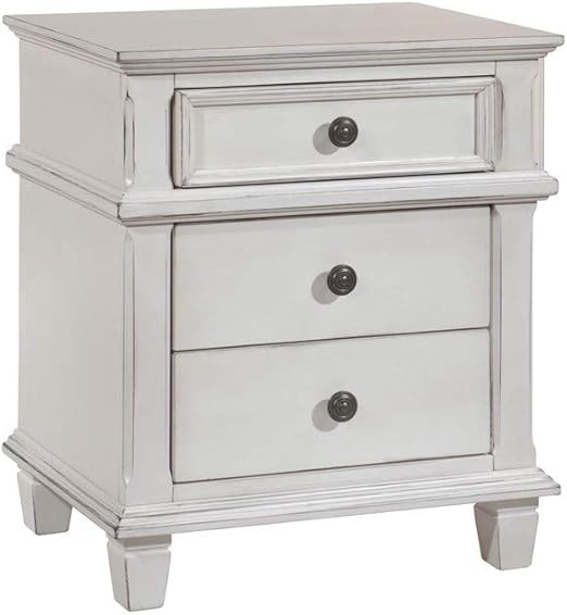 Benjara 3 Drawer Farmhouse Style Nightstand With Metal Knobs And Tapered Feet White Amazon Ca Home Kitchen