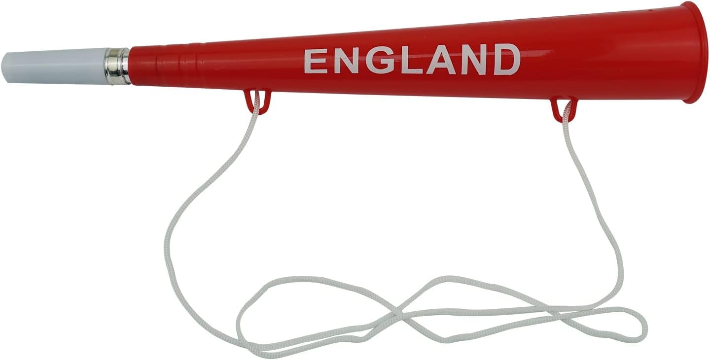 England Printed Horn Noisemaker Trumpet St.George Cross for Football World Cup, Euro Cup, Street Parties, Sporting Events, Stadium Cheerleading