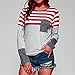Women Long Sleeve Shirt,Napoo Hot Early Autumn Stripe Color Block Pullover Loose Blouse With Pocket Plus Size