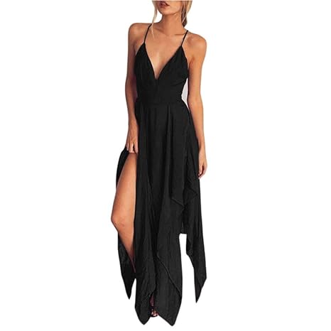 Dragon13 Vestito donna elegante sexy taglie forti xxl deep V lunghi ...