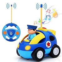 KINGSDRAGON Remote Control Car, Cartoon RC Police Car Race Car with Lights and Music,Radio Control Toys for Kids Young Children and Toddlers,Perfect Birthday Xmas (Blue)