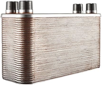 SucceBuy 60 Plate Water To Water Heat Exchanger Plate Heat Exchanger 4.25x12 Inch Heat Exchanger 1 Inch NPT threaded
