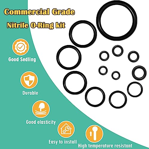 XBVV 32 Tamaño O Anillo Surtido,1540 PCS Métrico Nitrilo NBR Caucho ORing Kit con 4 Pick & Hook Set para Automotriz Grifo Fontanería Lavadora a Presión Sellado Reparación Negro