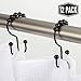 2lbDepot Double Shower Curtain Hooks Rings (Matte Black Decorative Finish) Premium Rust Resistant Stainless Steel Metal Hook, Roller Balls Glide on Shower Rods, Set of 12 pieces