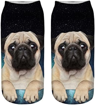 Galaxy Pug Animals Print 3D Sock Unisex Low Cut Ankle Socks Funny Cute Casual